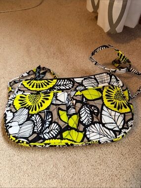 Vera Bradley Floral Quilted Crossbody in Yellow, Black & White